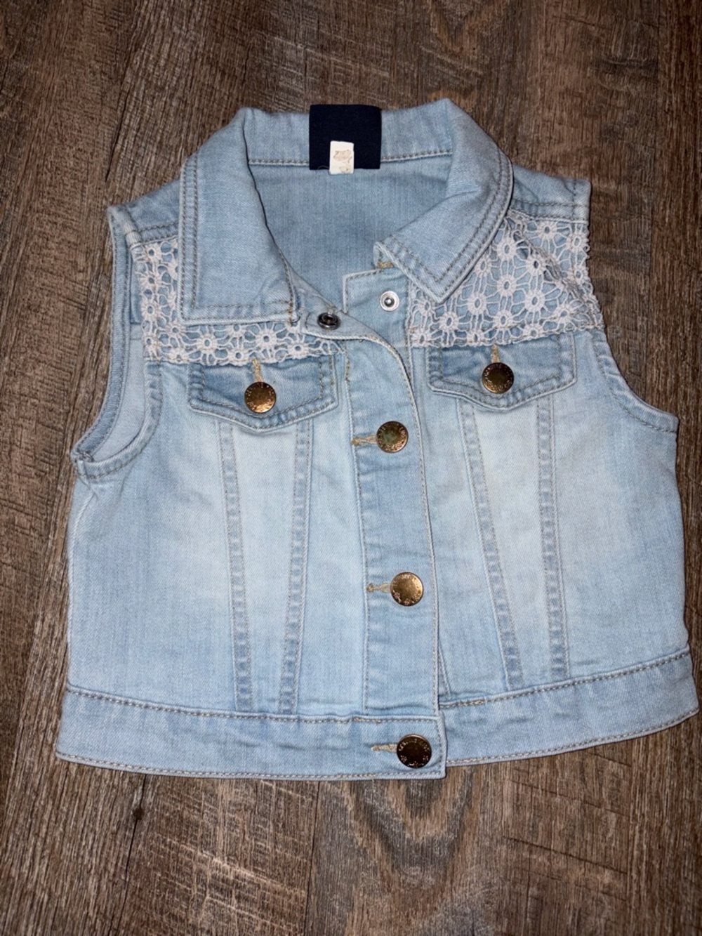 Toddler Girs Denim Vest with Lace Trim - Picture 3 of 5